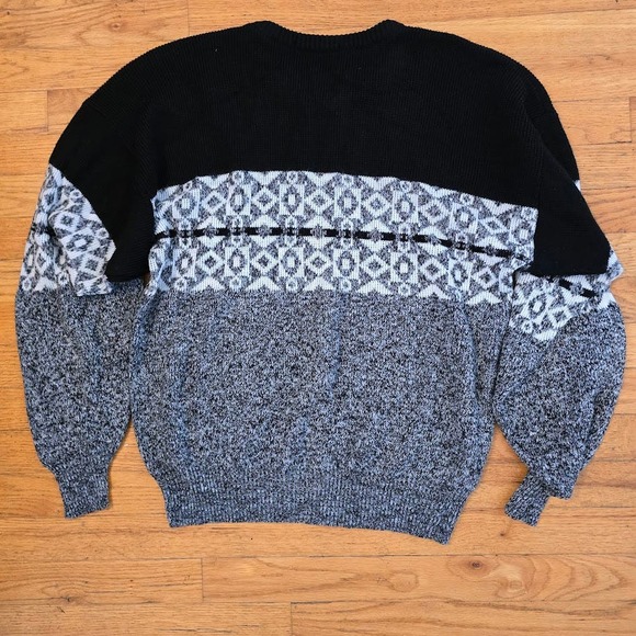 Vintage Sweater Graphix 80s Knit Mens XL Geometric Sweater Long Sleeve Grandpa - Picture 5 of 5